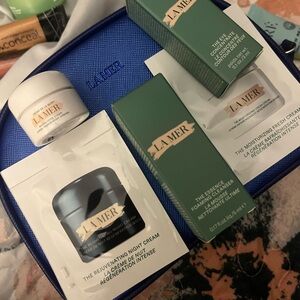 La Mer Skincare Collection with Green and Blue Accents